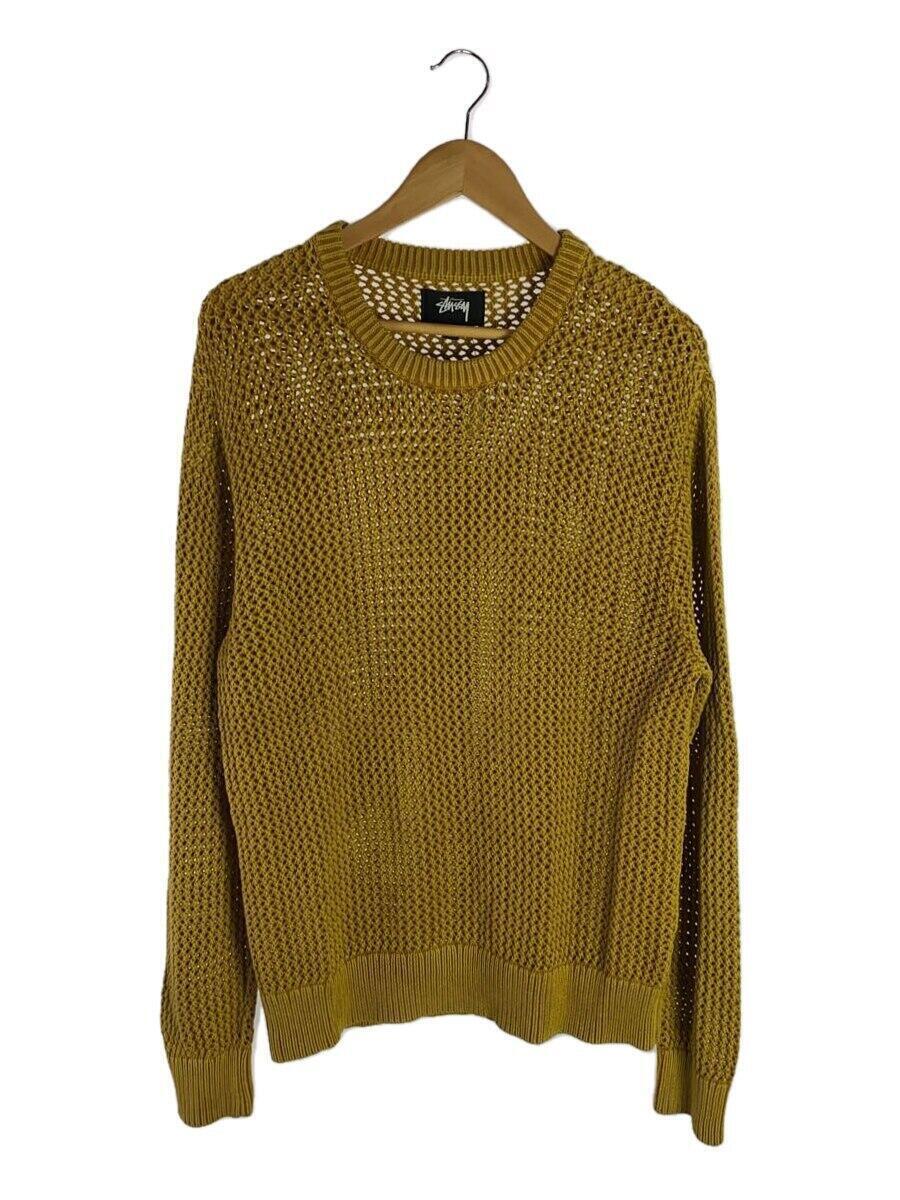 STUSSY◆Stussy Pigment Dyed Loose Gauge Sweater/セーター/L/コットン/イエロ-//_画像1