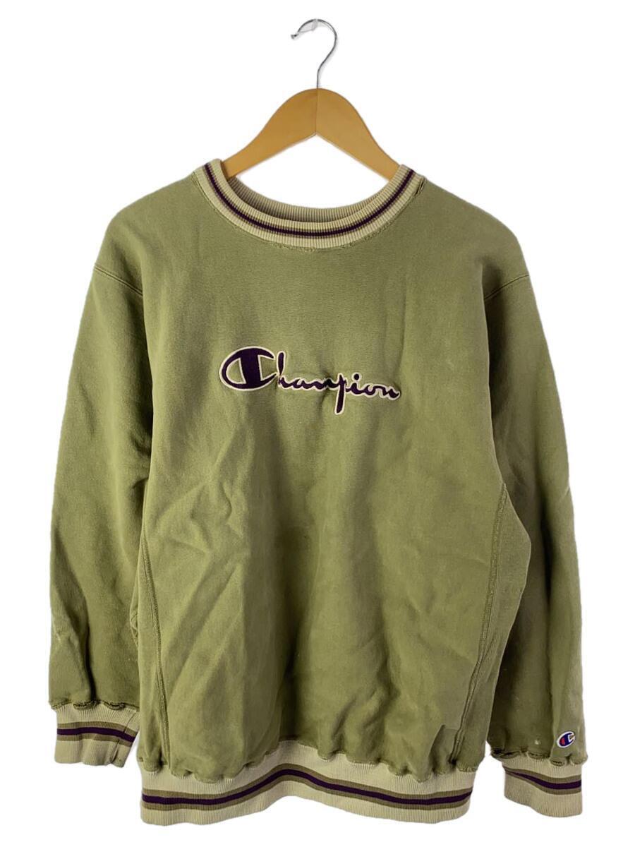 Champion◆90s/REVERSE WEAVE/リバース/スウェット/XL/コットン/カーキ/ボロ/襤褸_画像1