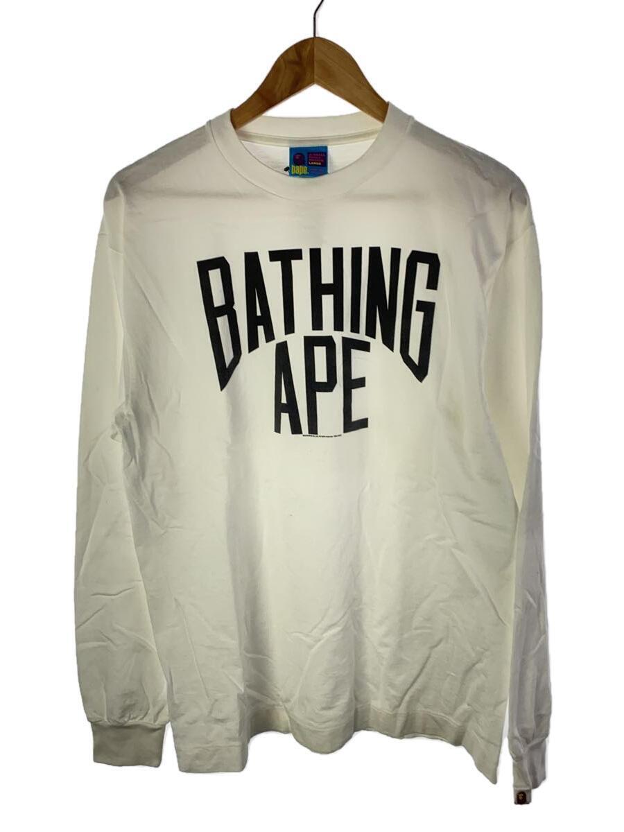 A BATHING APE◆長袖Tシャツ/L/コットン/WHT/プリント_画像1