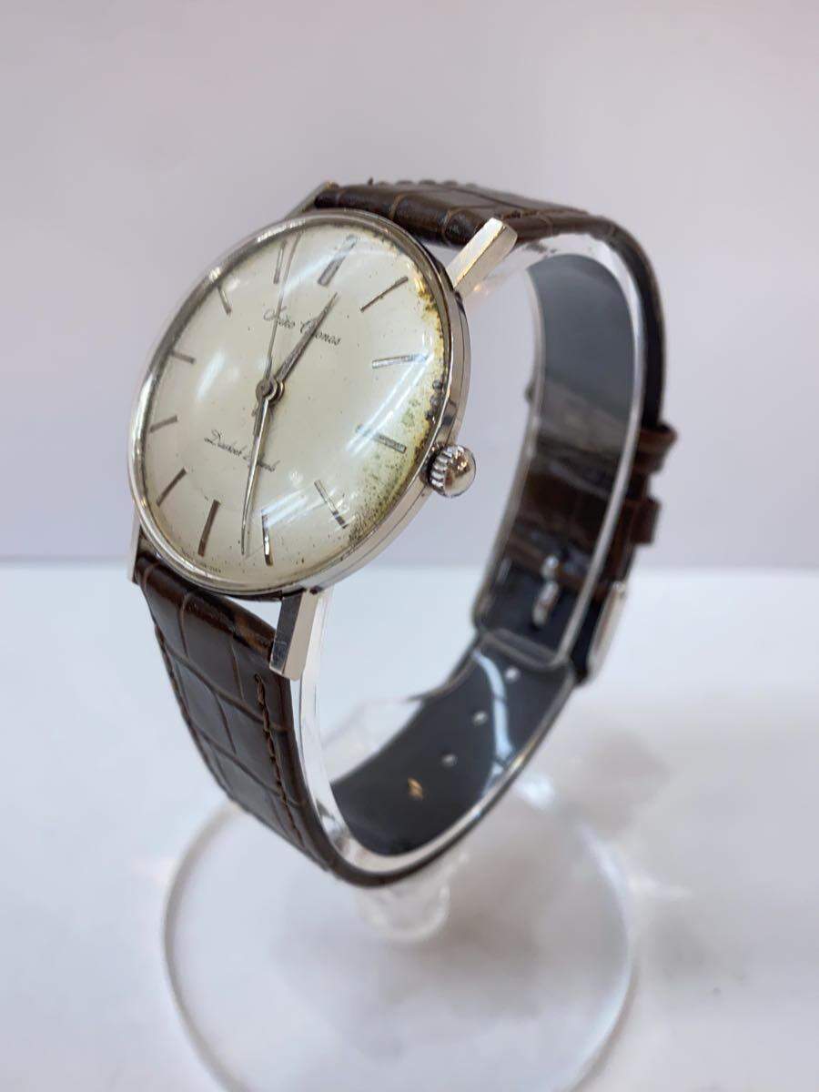 SEIKO*60s/CROWN/ hand winding wristwatch / analogue / leather /SLV/BRW