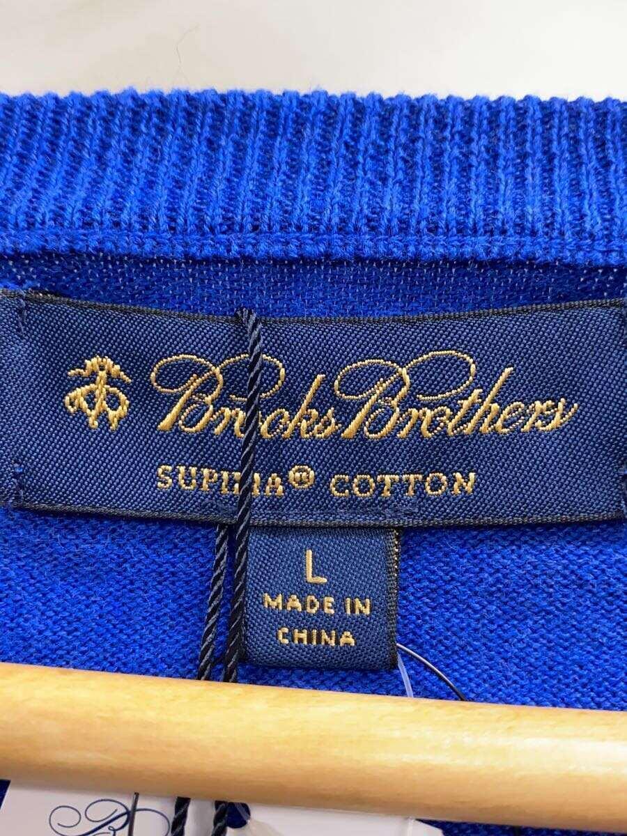 BROOKS BROTHERS◆Vネックセーター(薄手)/L/コットン/ブルー_画像3