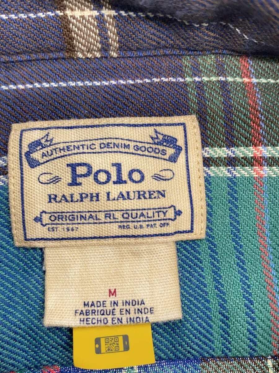 POLO RALPH LAUREN◆長袖シャツ/M/コットン/GRN/チェック_画像3