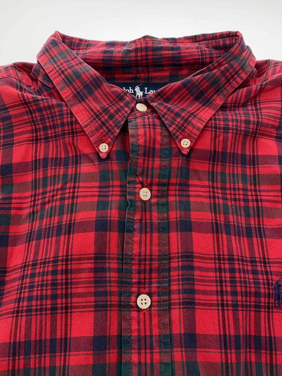 POLO RALPH LAUREN◆長袖シャツ/XXL/コットン/RED/チェック//ボタンダウン_画像5