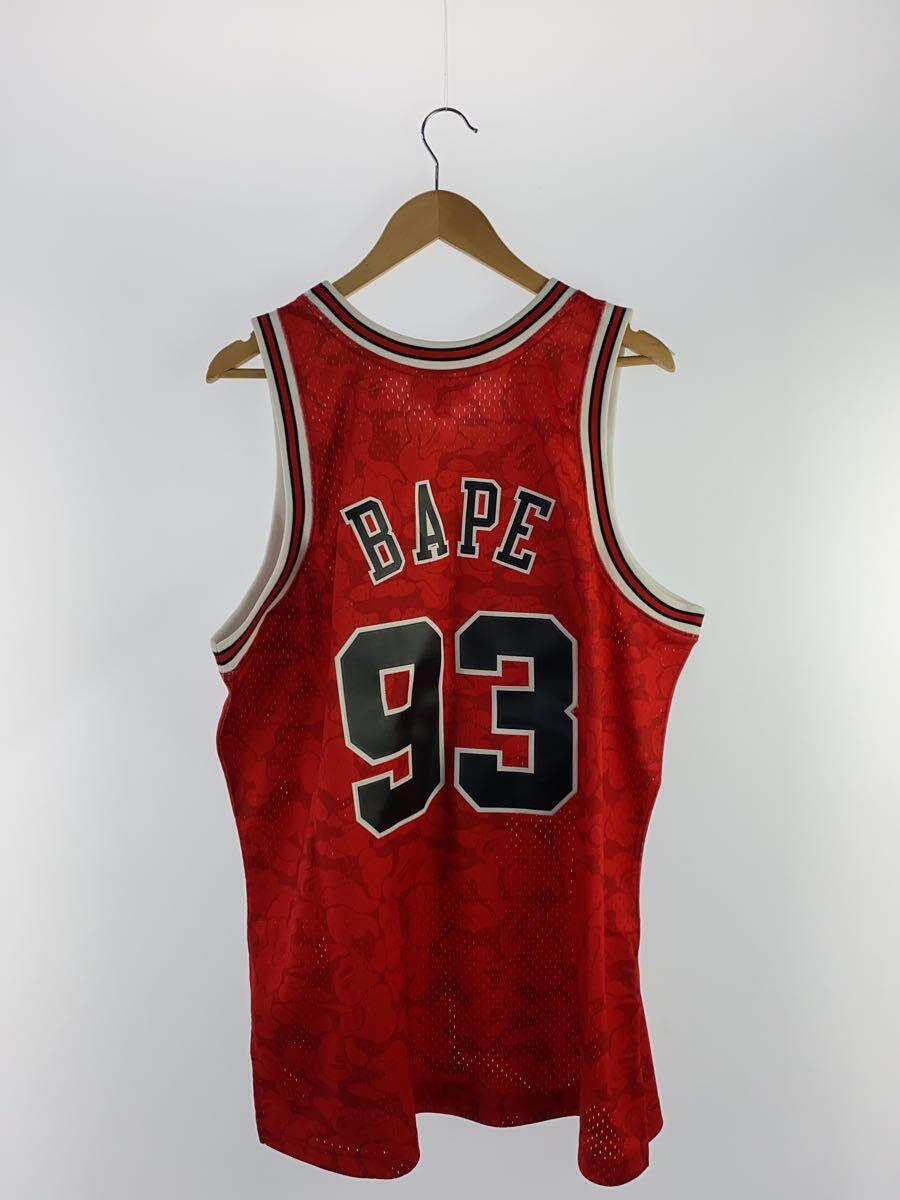 A BATHING APE◆18AW/NBA BULLS ABC BASKETBALL JERSE/タンクトップ/XL/ポリエステル/RED//_画像2