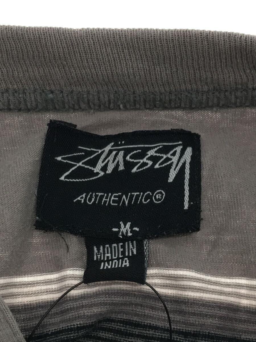 STUSSY◆00s/old/長袖Tシャツ/M/コットン/グレー/ボーダー//_画像3