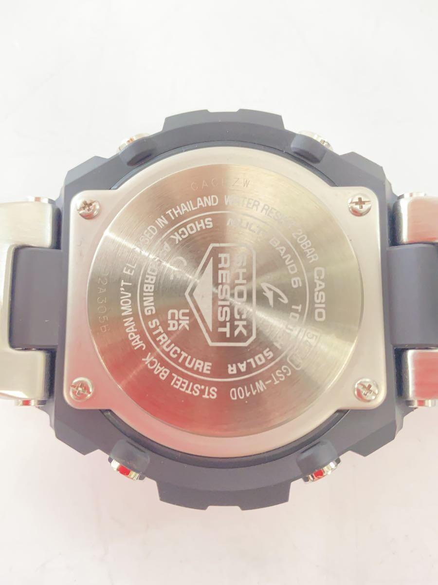 CASIO◆ソーラー腕時計・G-SHOCK/デジアナ/ステンレス/WHT/SLV_画像3
