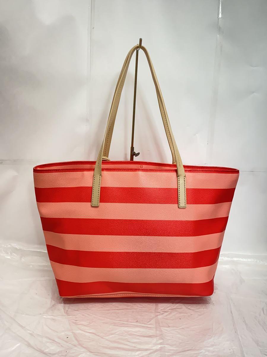 kate spade new york◆トートバッグ/レザー/RED/ボーダー_画像3
