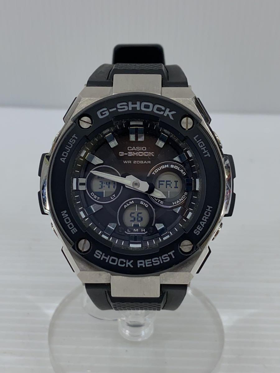 CASIO◆G-shock/腕時計/アナログ/ラバー/BLK/gst-s300/タフソーラー/電波_画像1