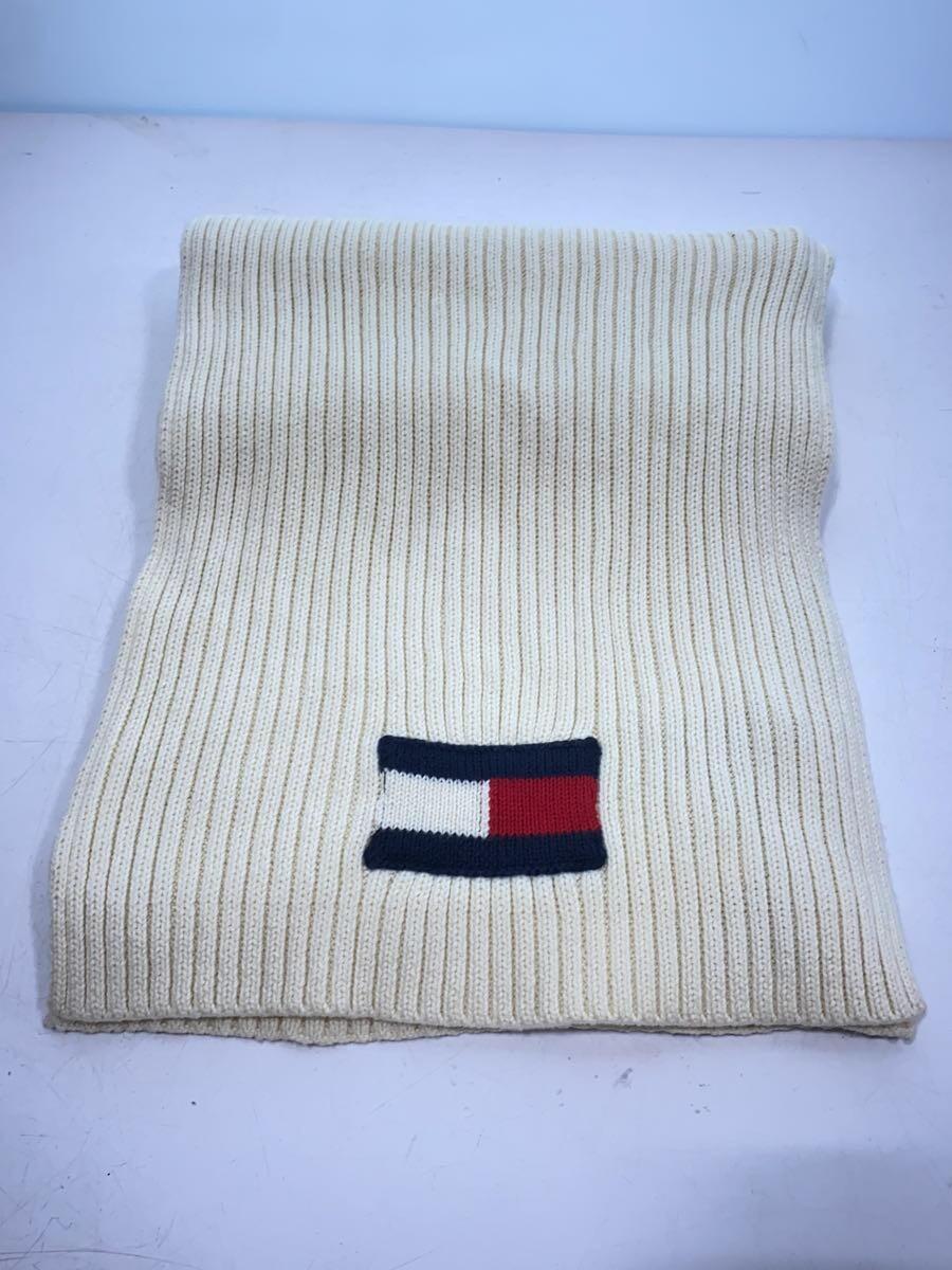 TOMMY HILFIGER◆マフラー/コットン/IVO/無地/メンズ/アイボリー_画像3