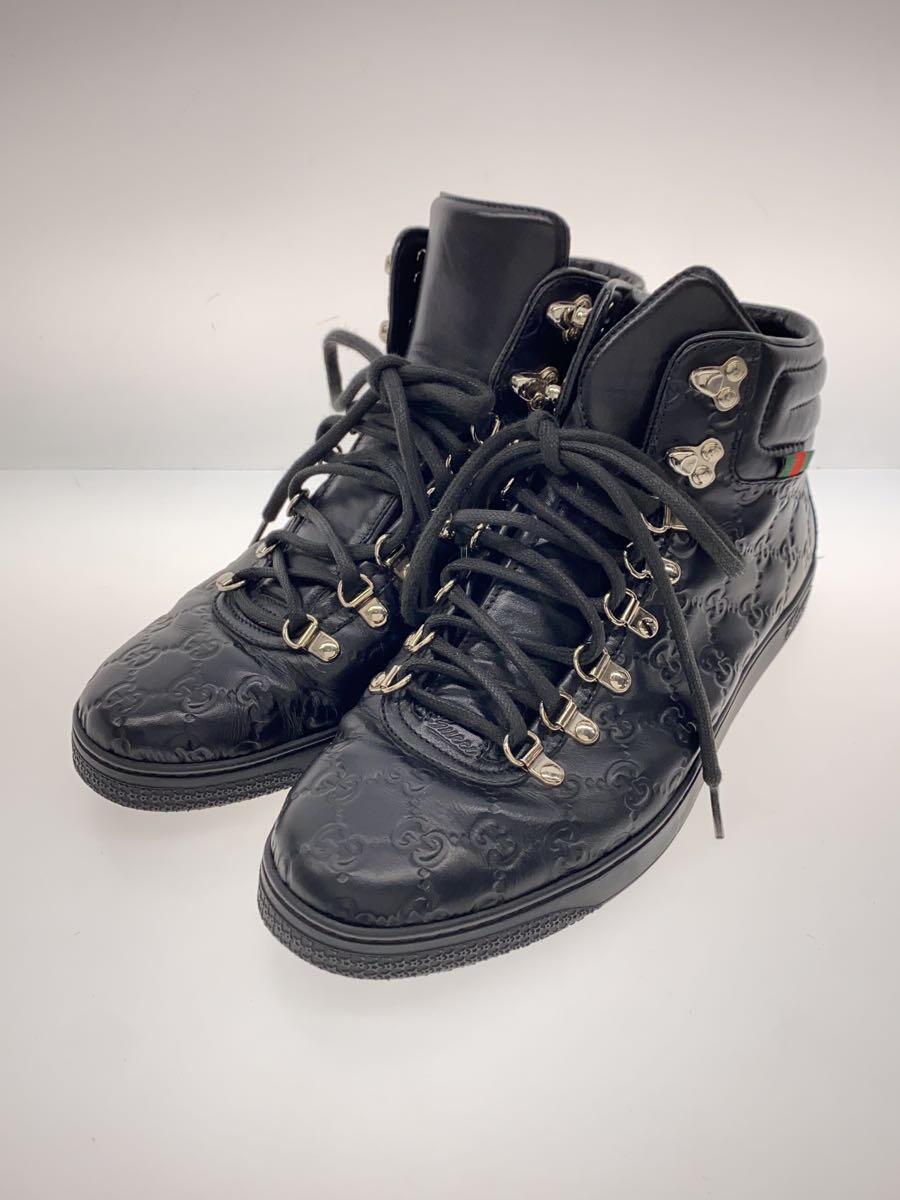 GUCCI◆ハイカットスニーカー/UK8.5/BLK/レザー/245306_画像2