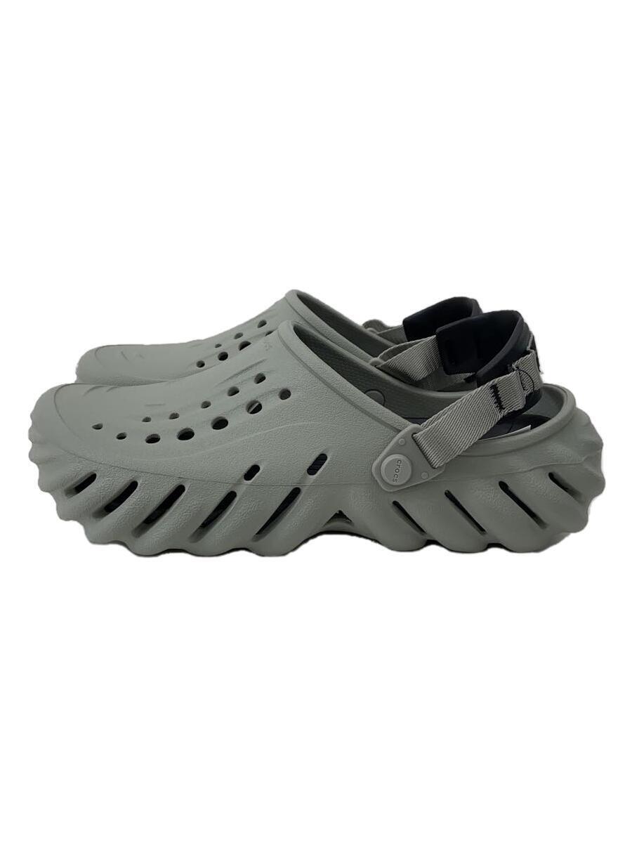 crocs◆サンダル/US9/GRY/echo clog_画像1