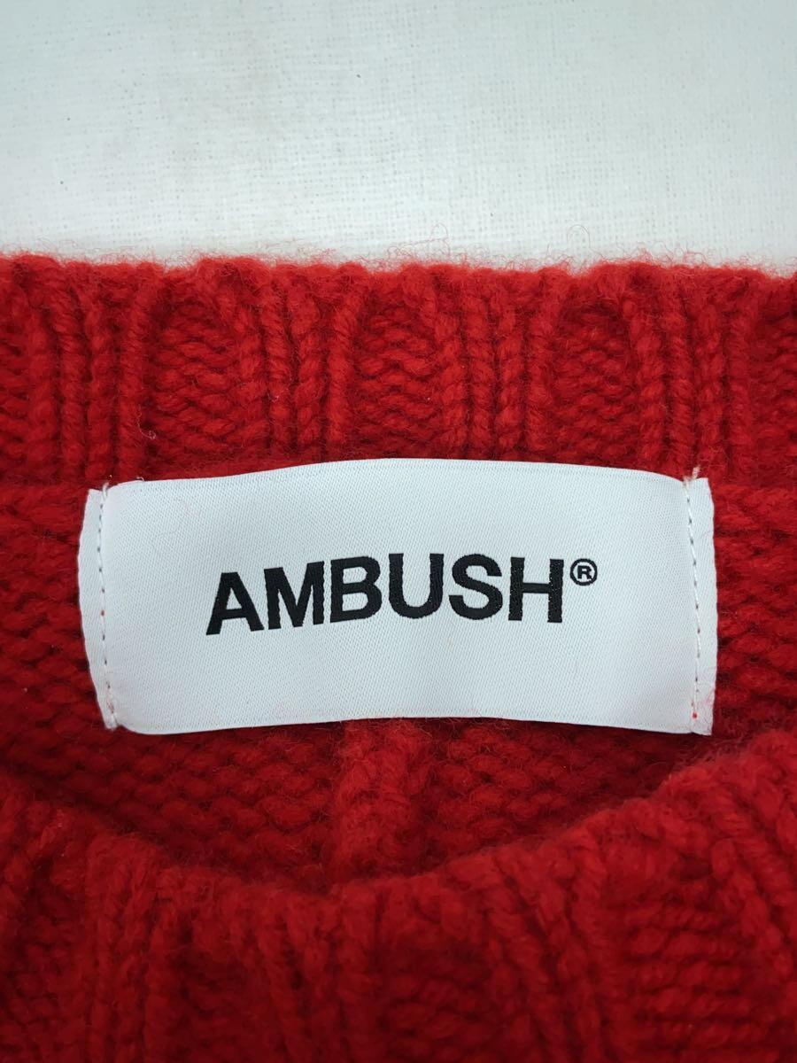 AMBUSH◇12111503/セーター(厚手)/2/ウール/RED/12111503/ダメージ加工 - Mサイズ