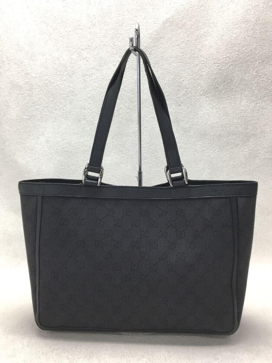 GUCCI◆トートバッグ/ハンドバッグ/GGキャンバス/キャンバス/レザー/グレー/総柄/268639//_画像4