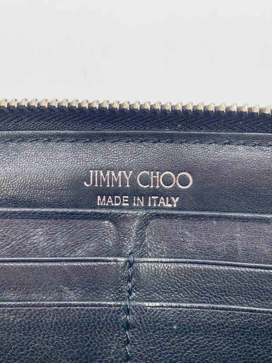 JIMMY CHOO◆スタッズ/長財布/レザー/BLK/メンズ/小銭入れ使用感/ファスナープルダメージ_画像3