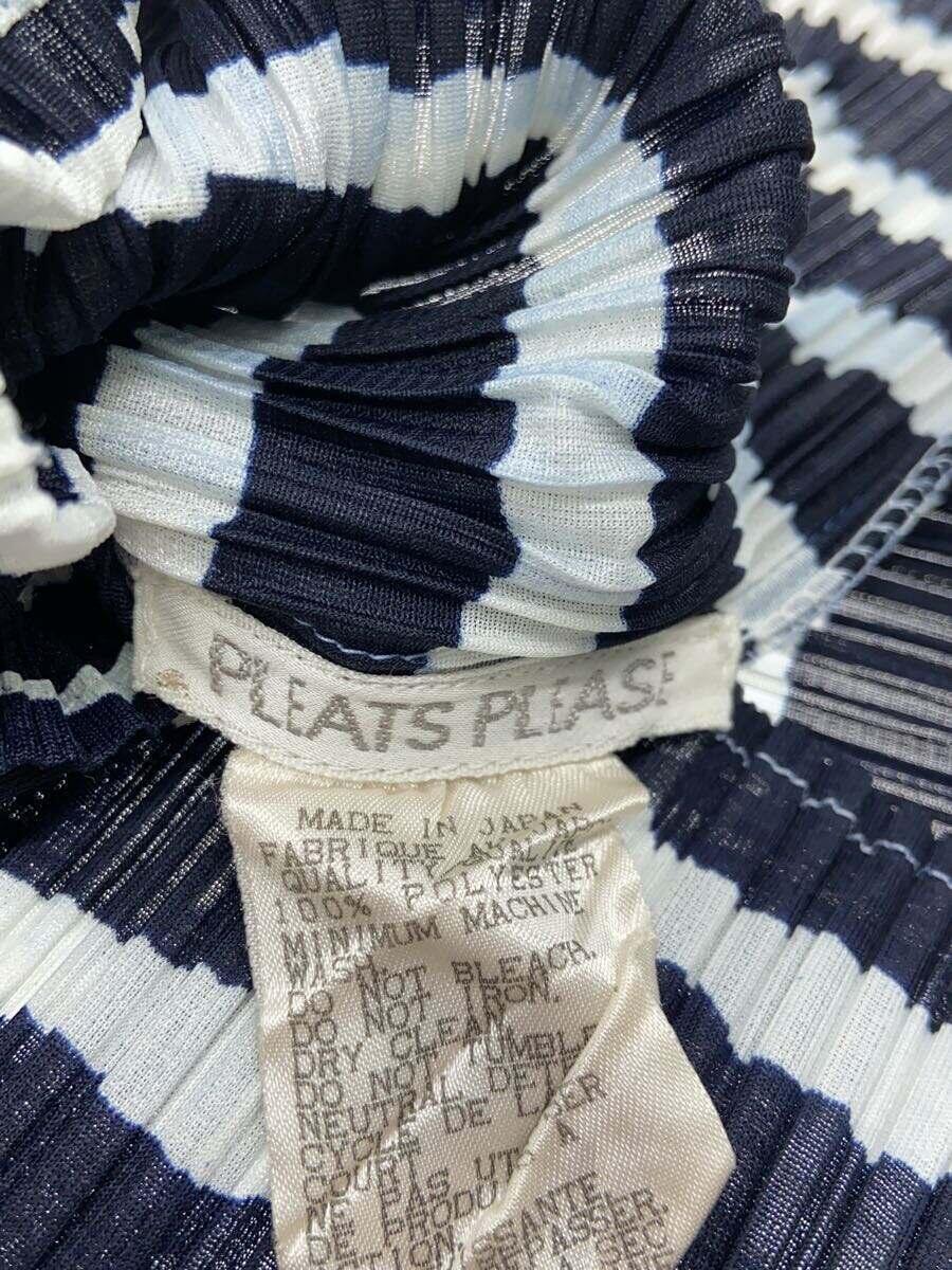 PLEATS PLEASE ISSEY MIYAKE◆半袖カットソー/3/ポリエステル/NVY/ボーダー/PP96-JK092_画像3