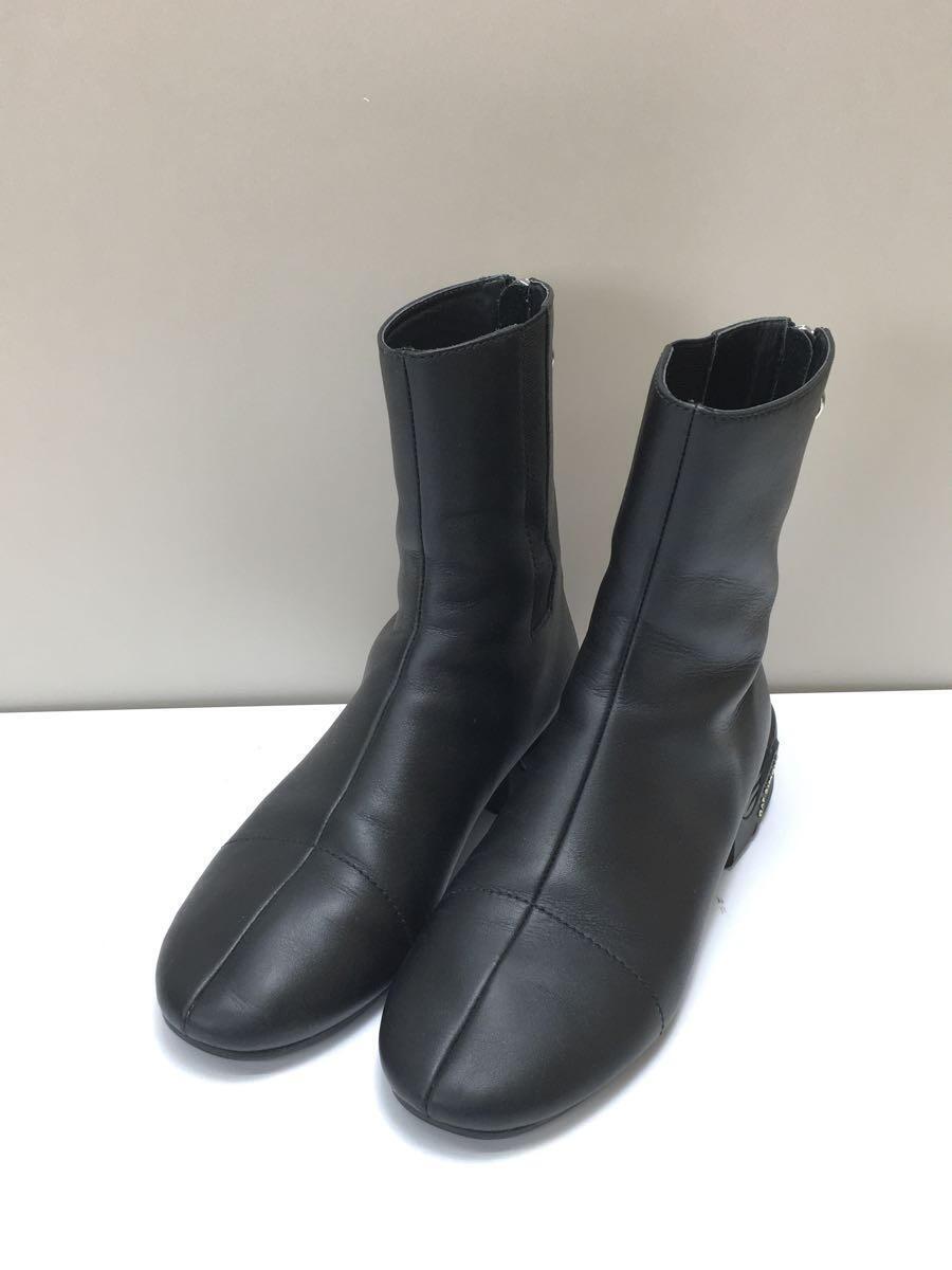 RAF SIMONS* side-gore / back Zip / short boots / heel boots /40/BLK/ leather //