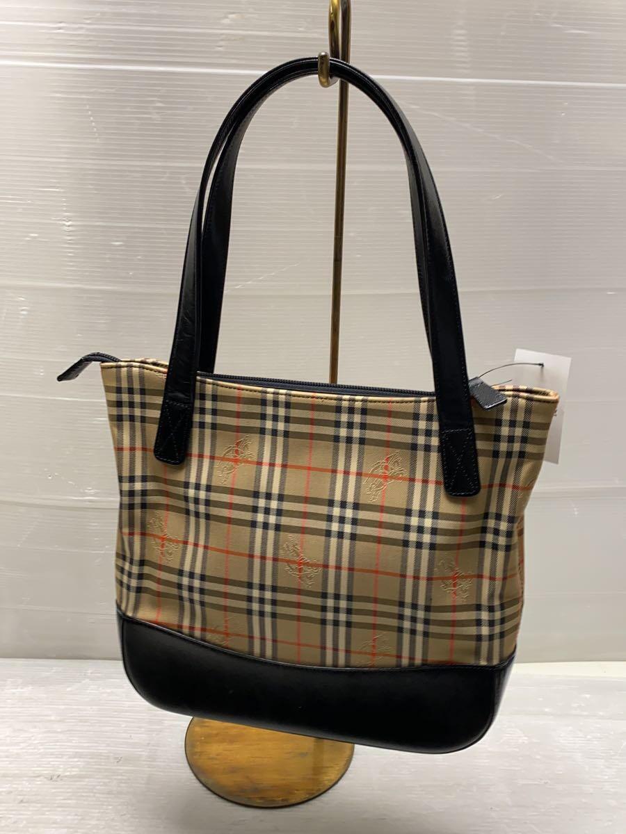 BURBERRY◆ノバチェック/トートバッグ/キャンバス/BEG/チェック_画像3