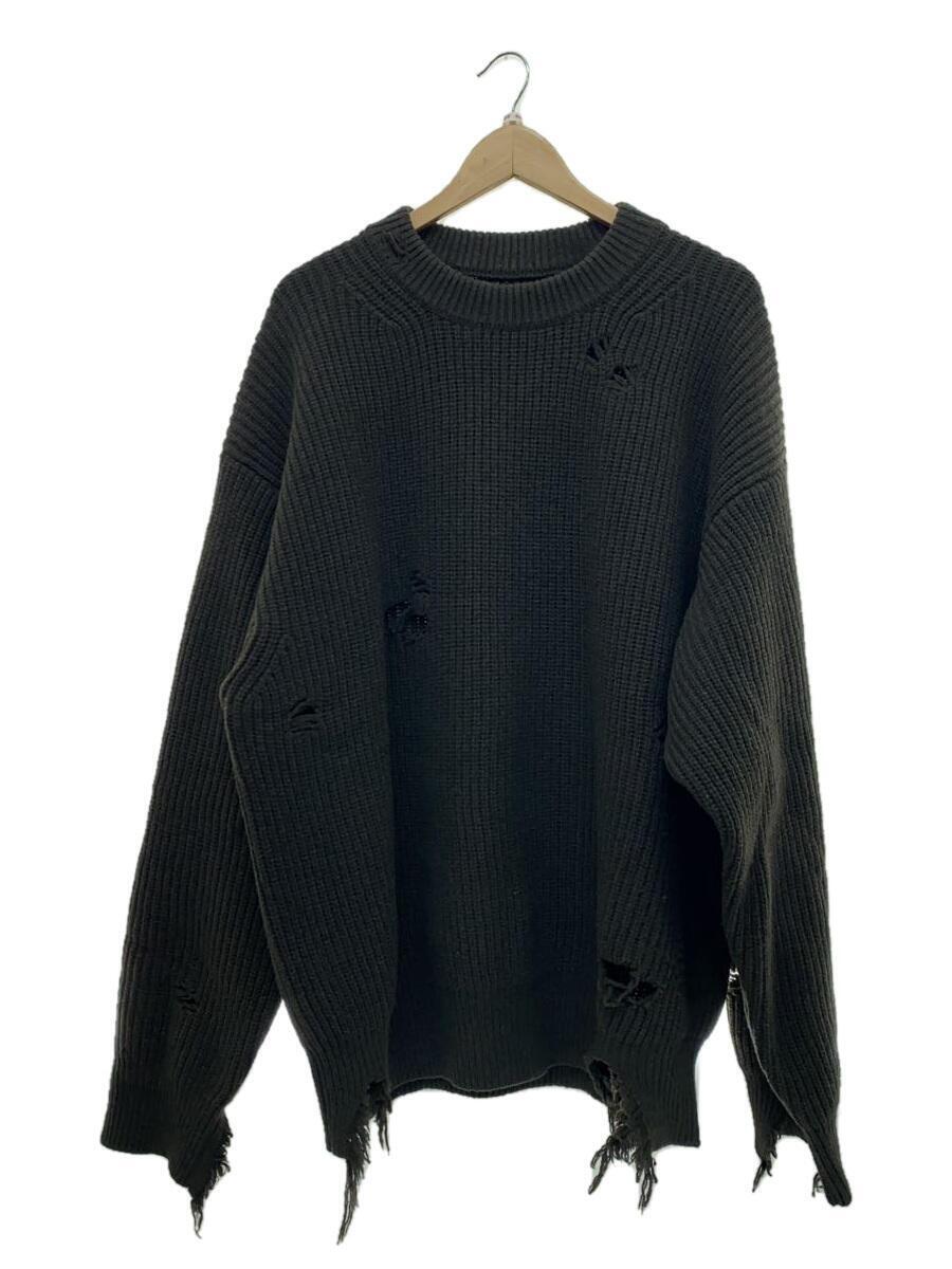 stein◇MILLED DAMAGE KNIT/セーター(厚手)/L/ウール/GRY/無地 stein◇MILLED DAMAGE KNIT/セーター(厚手)/L/ウール/GRY/無地