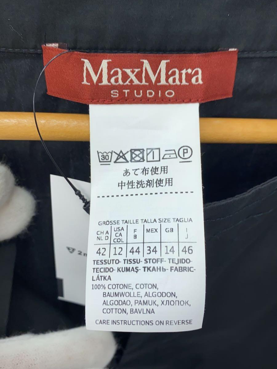 MAX MARA◆長袖ブラウス/M/コットン/BLK/無地/サイズ46_画像4