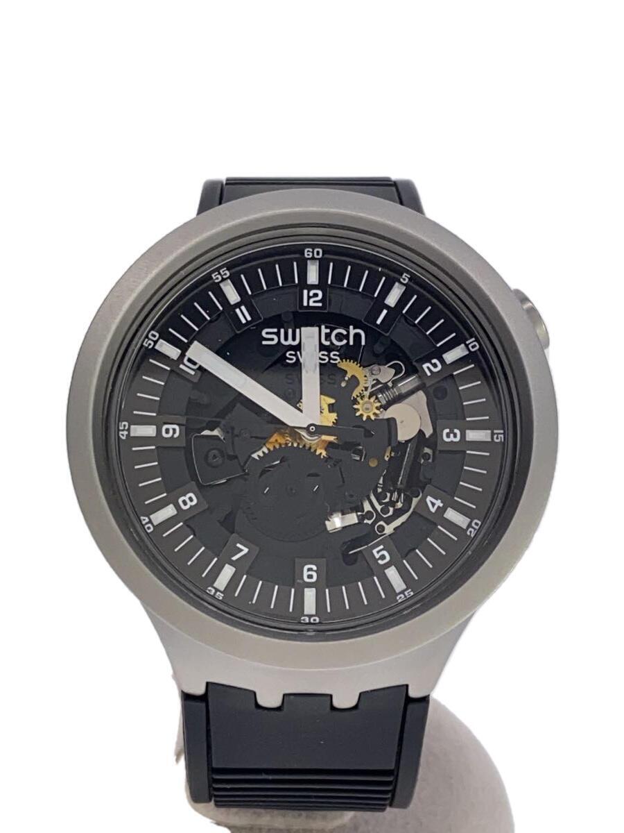 SWATCH◆腕時計/アナログ/ラバー/ブラック/ブラック/SB07S105/スウォッチ_画像1