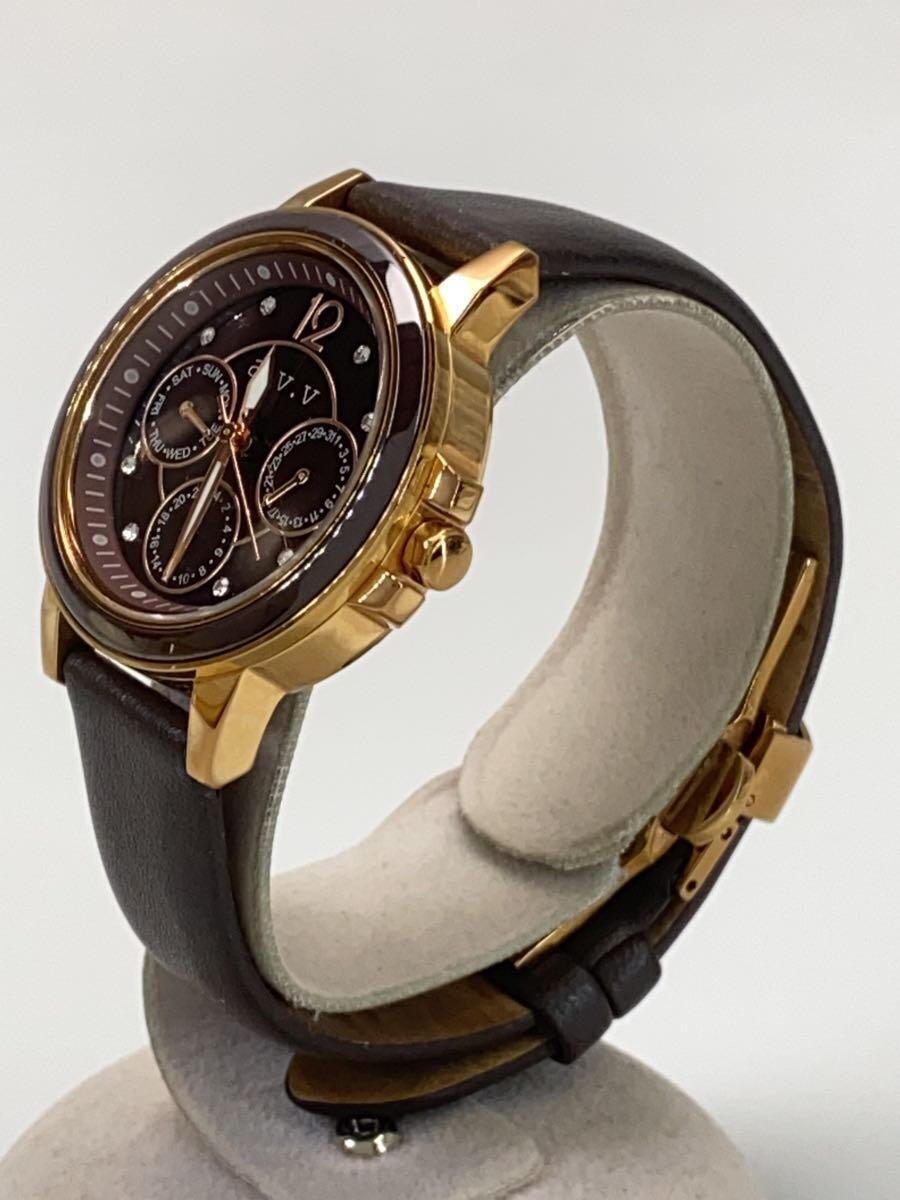 a.v.v* solar wristwatch / analogue / leather /BRW/BRW/avv004
