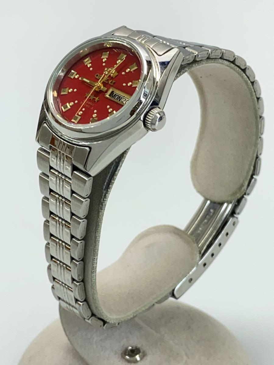 ORIENT* self-winding watch wristwatch / analogue / stainless steel /RED/SLV/NQIP-Q0