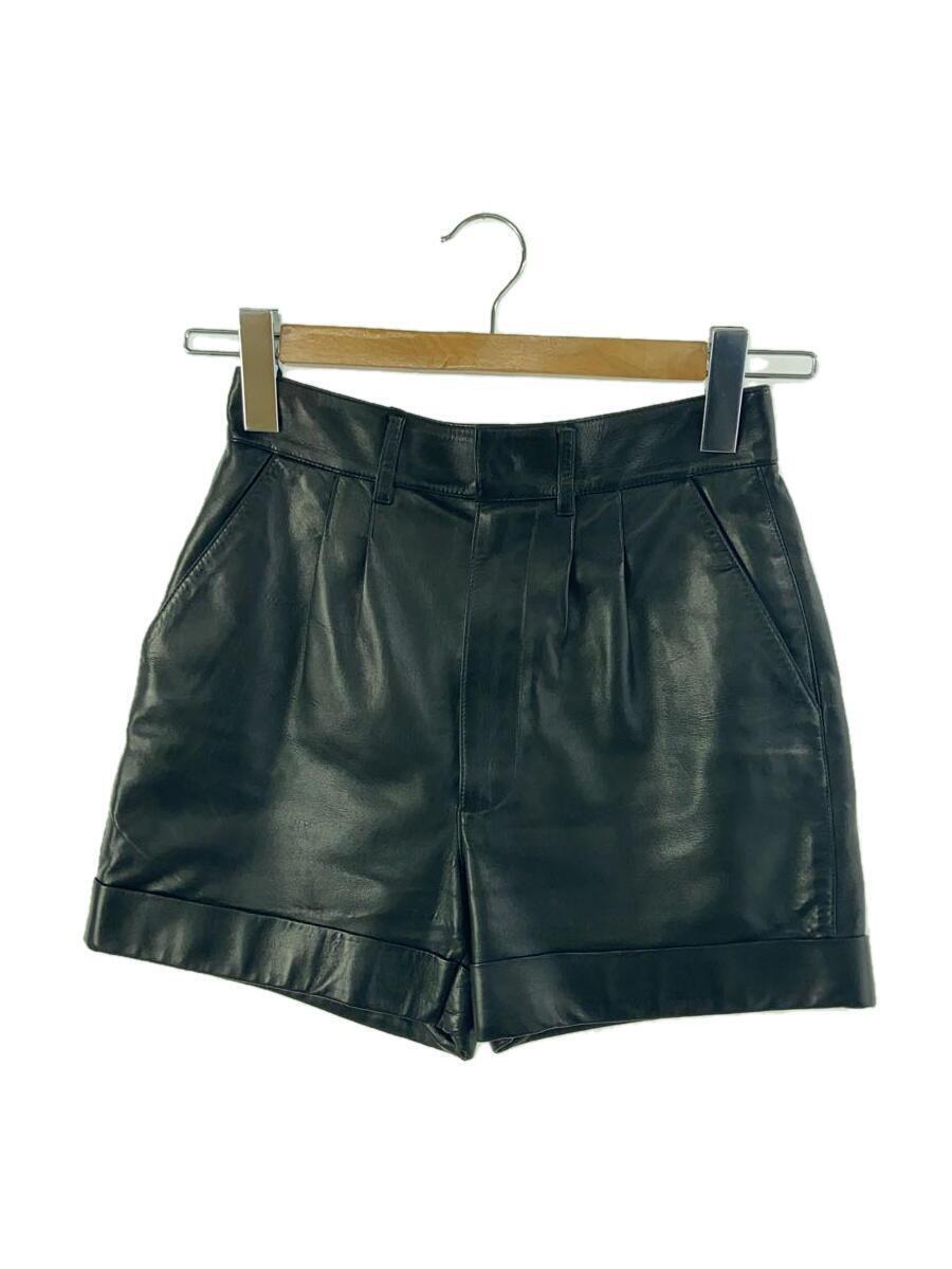 SAINT LAURENT* short pants /-/ sheep leather / leather /BLK/ black /342881