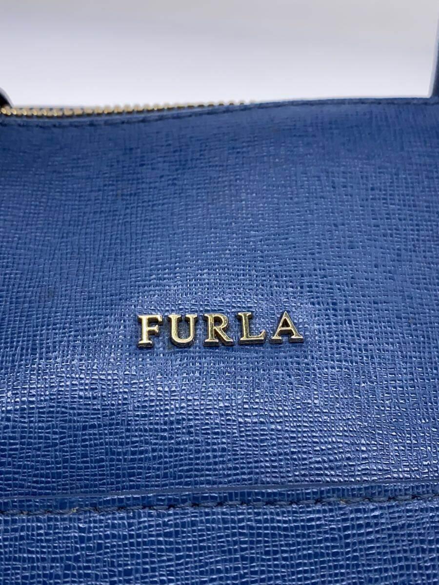 FURLA◆LINDA/リンダ/サッチェル/2WAYショルダーバッグ/レザー/BLU/無地/G6453_画像5