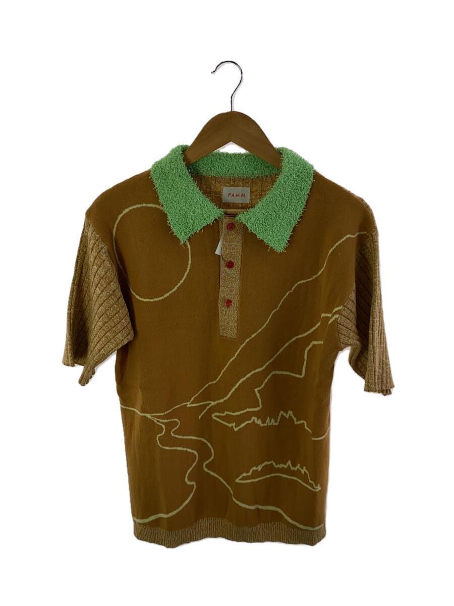 PAMM/ month. exist scenery. knitted Polo / polo-shirt /FREE/ rayon /ORN/PM1181