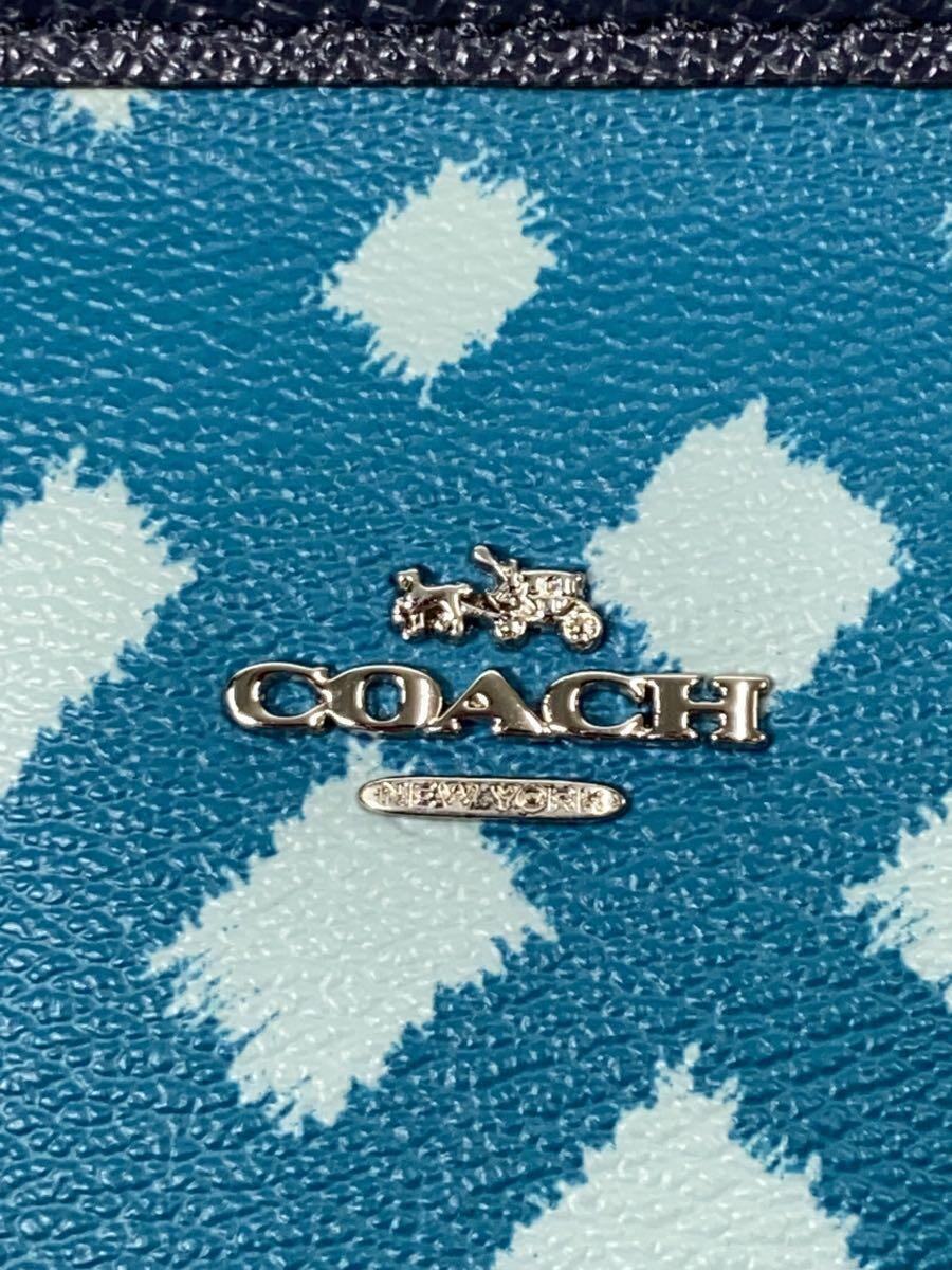 COACH◆トートバッグ/レザー/ブルー/総柄/F22246_画像5