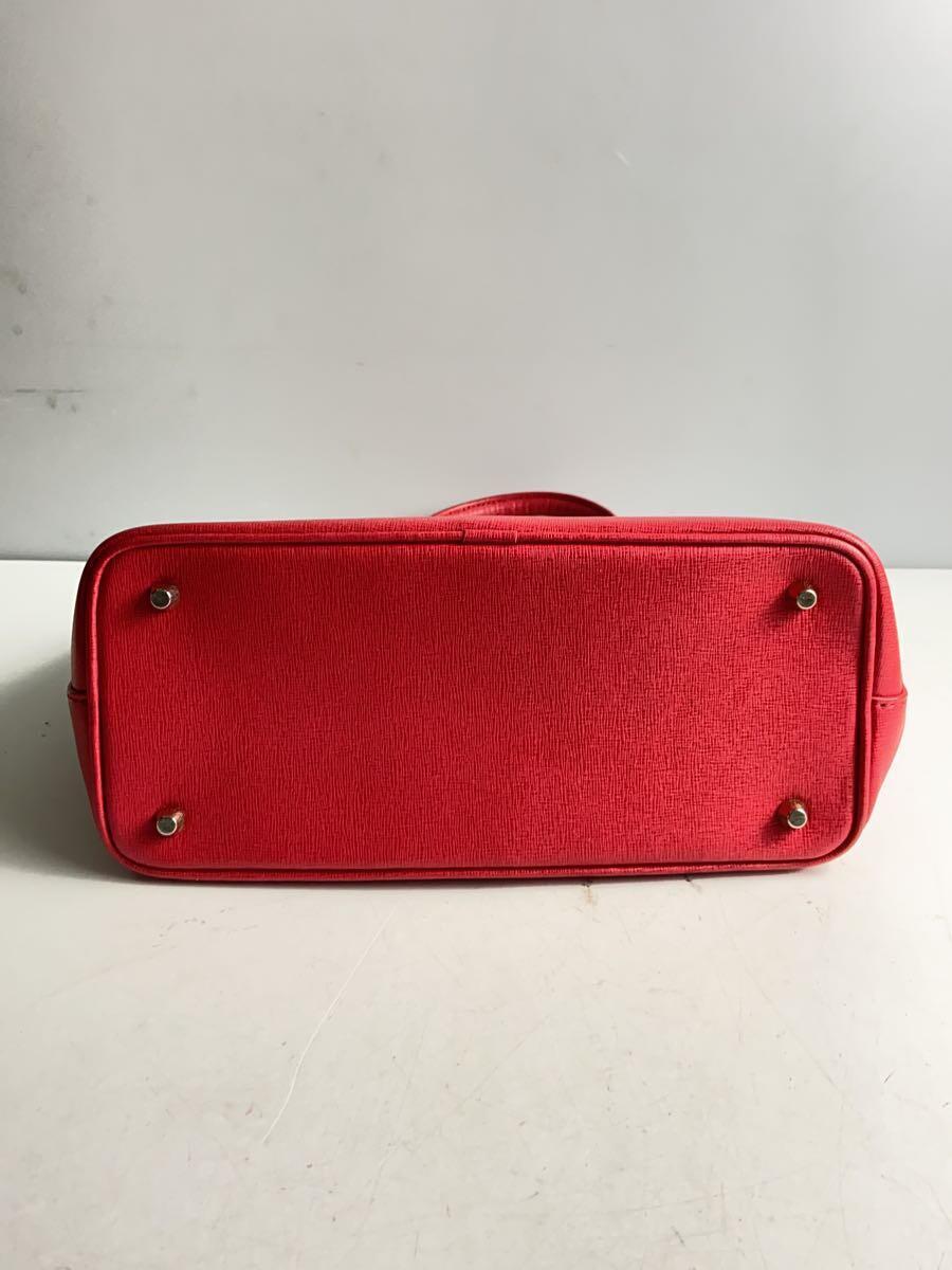 FURLA◆ハンドバッグ/レザー/RED/無地_画像4