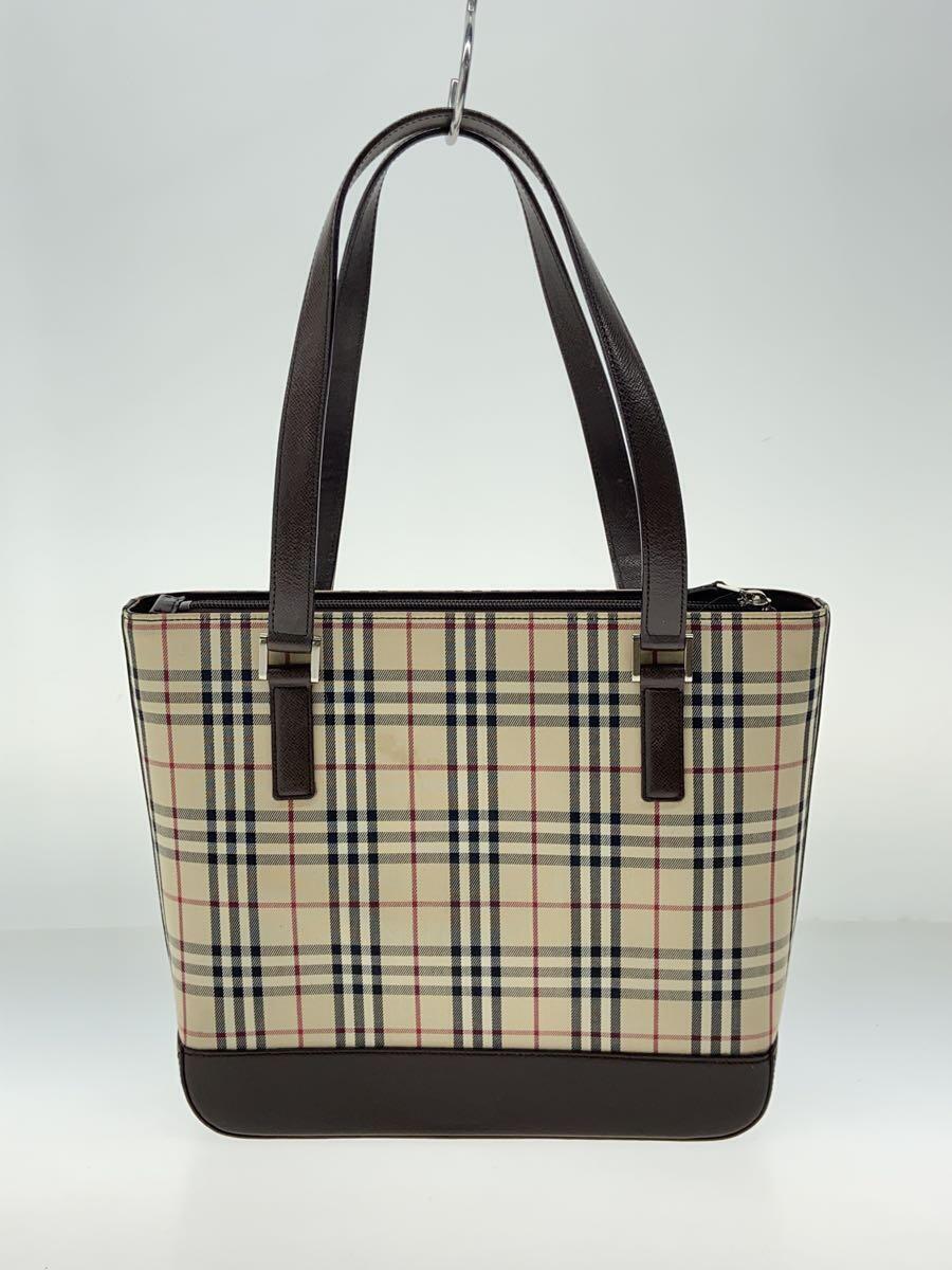 BURBERRY LONDON◆ハンドバッグ/-/BEG/チェック_画像3