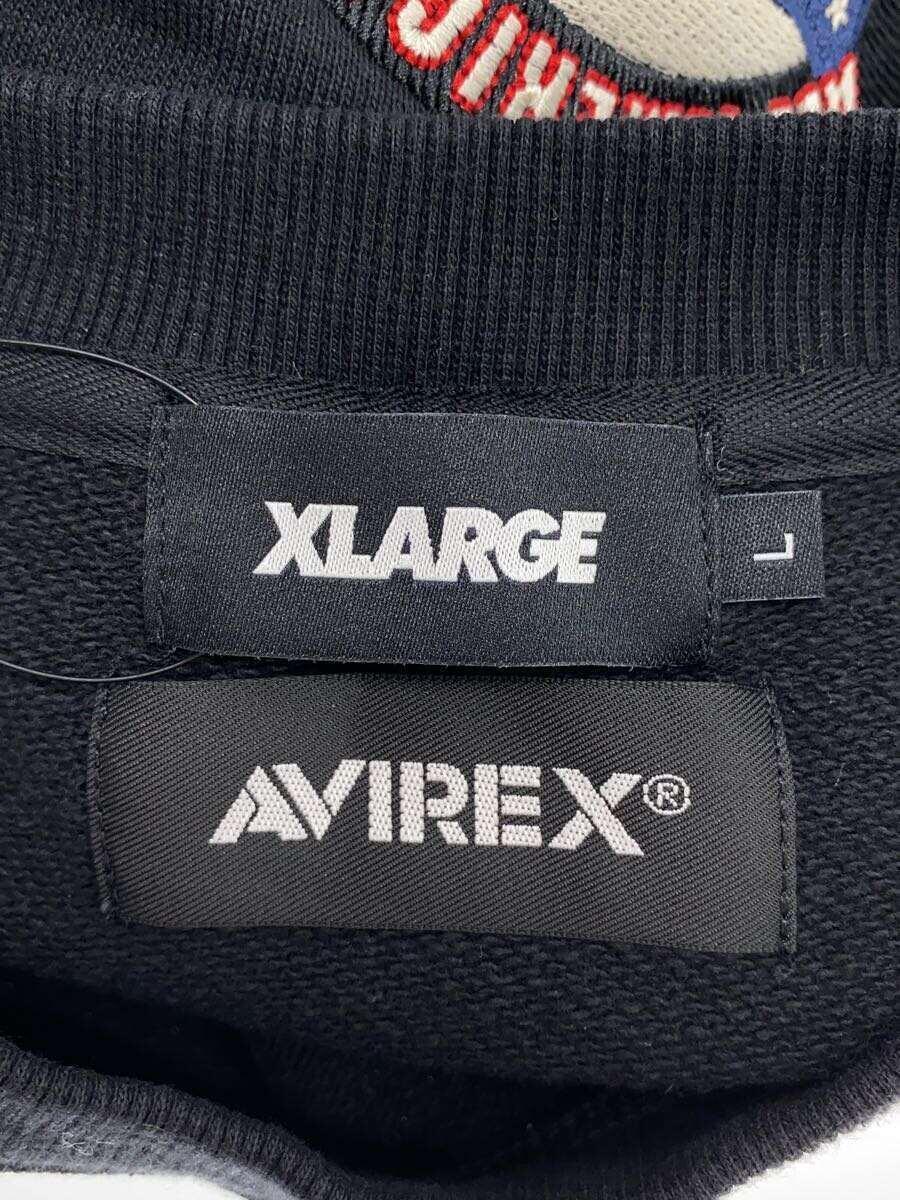 X-LARGE◆23AW/× AVIREX CREWNECK SWEAT/スウェット/L/コットン/BLK_画像3