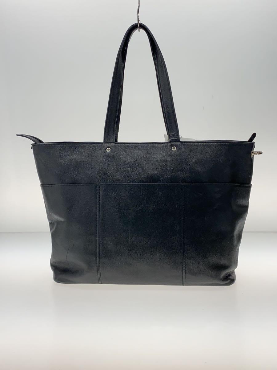 PORTER◆LINK TOTE BAG/レザー/BLK/無地/321-02806_画像3