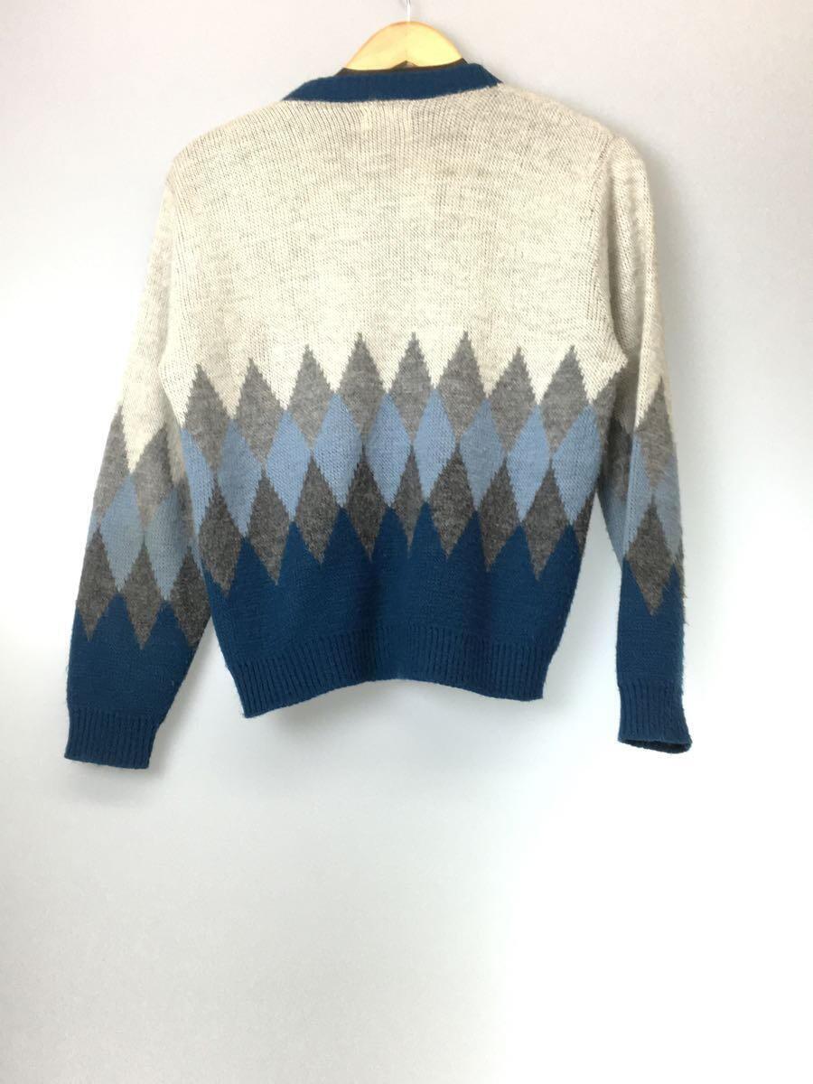 BRENT◆カーディガン(厚手)/38/アクリル/GRY/アーガイル/Acrylic Knit Cardigan/ZIP_画像2