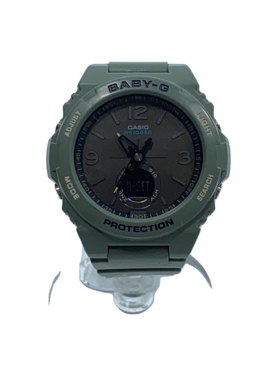 CASIO◆クォーツ腕時計・Baby-G/デジアナ/GRY/KHK/BGA-260-3AJF/カーキー_画像1