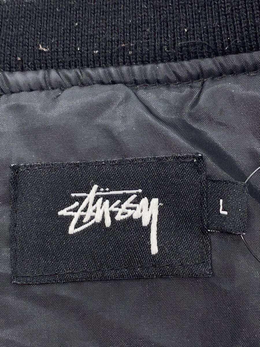 STUSSY◆スタジャン/L/ポリエステル/BLK_画像3