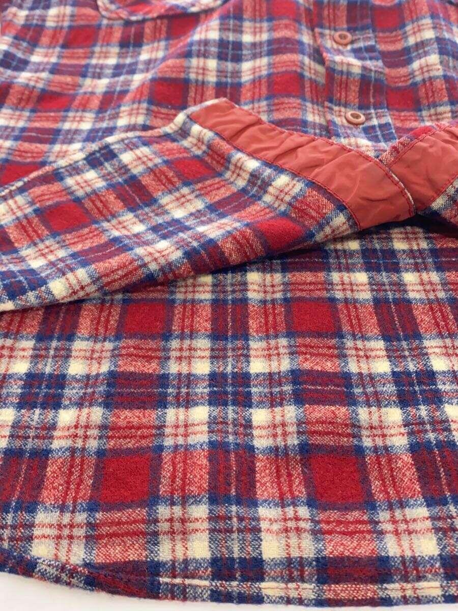 PENDLETON◆70s～/USA製/VINTAGE/長袖シャツ/M/ウール/RED/チェック_画像7