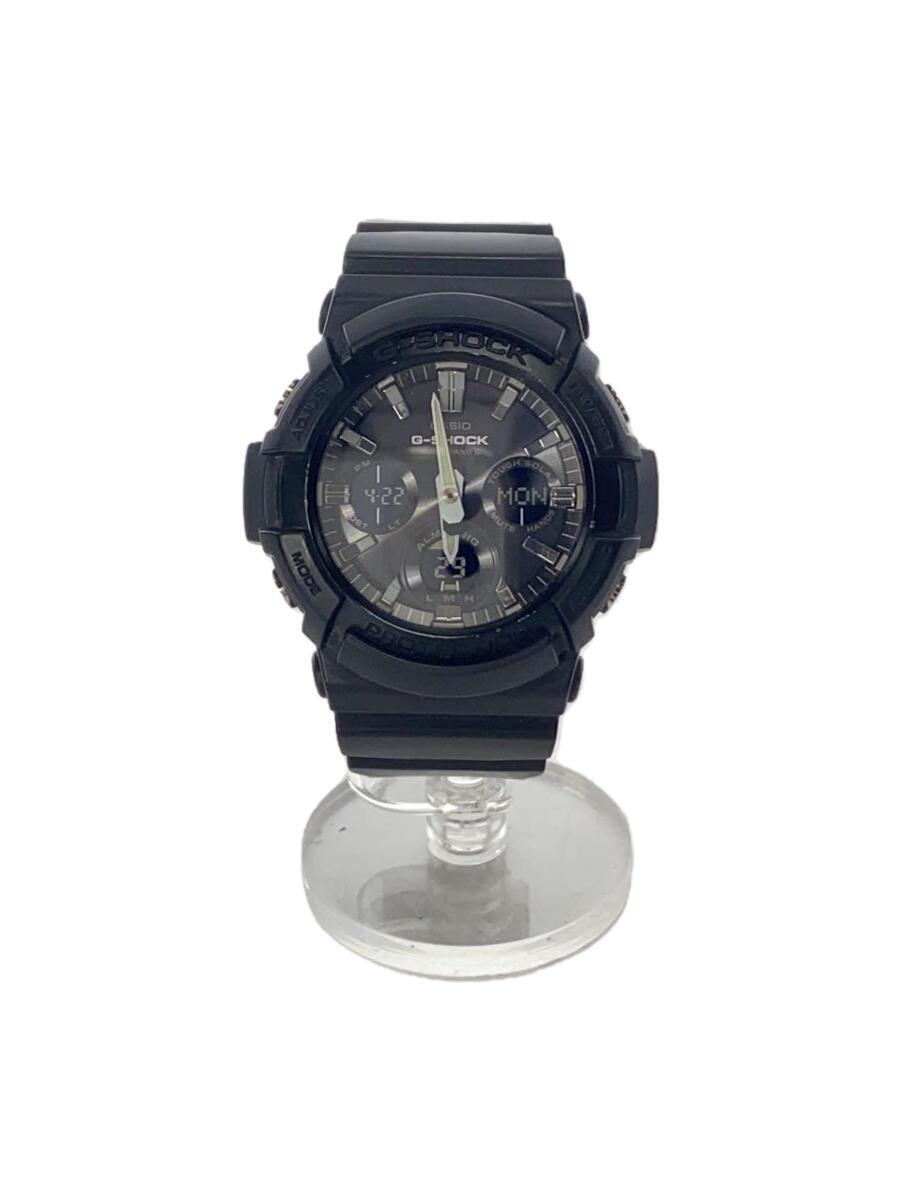 CASIO◆ソーラー腕時計・G-SHOCK/デジアナ/-/BLK/BLK/SS_画像1