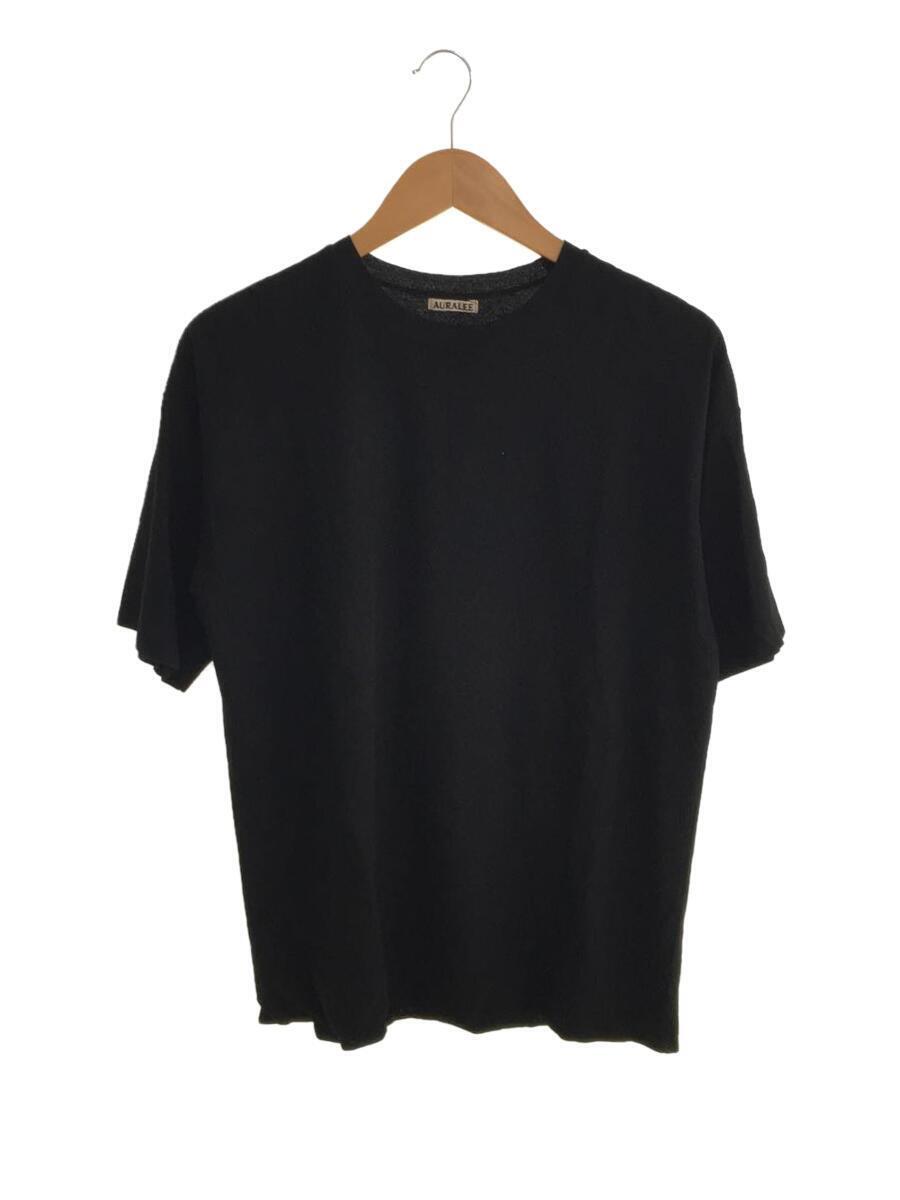 AURALEE◆HARD TWIST AMUNZEN DOUBLE CLOTH TEE/3/コットン/ブラック/A20ST01KN//_画像1