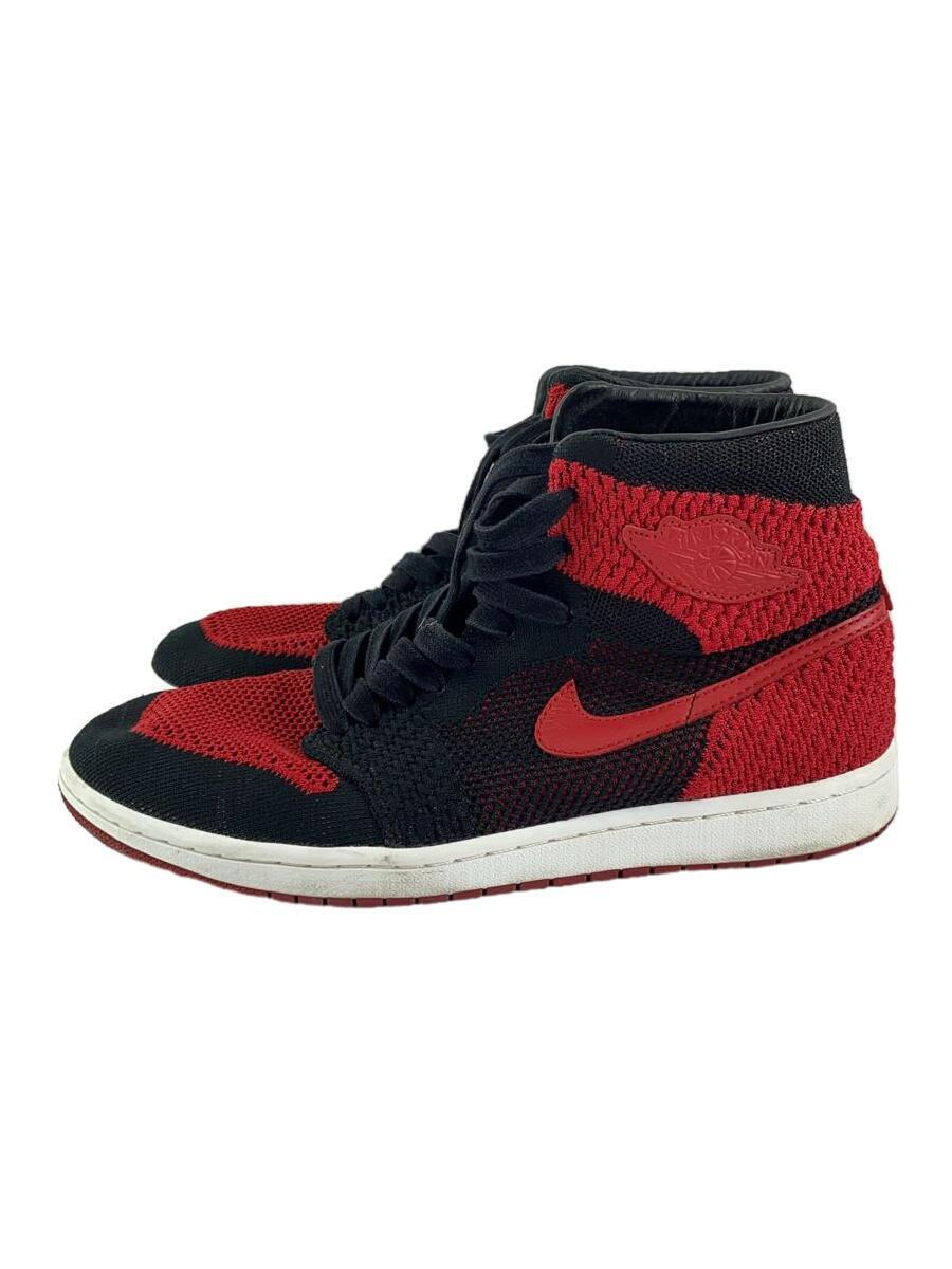 NIKE◆AIR JORDAN 1 RETRO HI FLYKNIT/エアジョーダンレトロハイ/ブラック/28cm/BLK_画像1