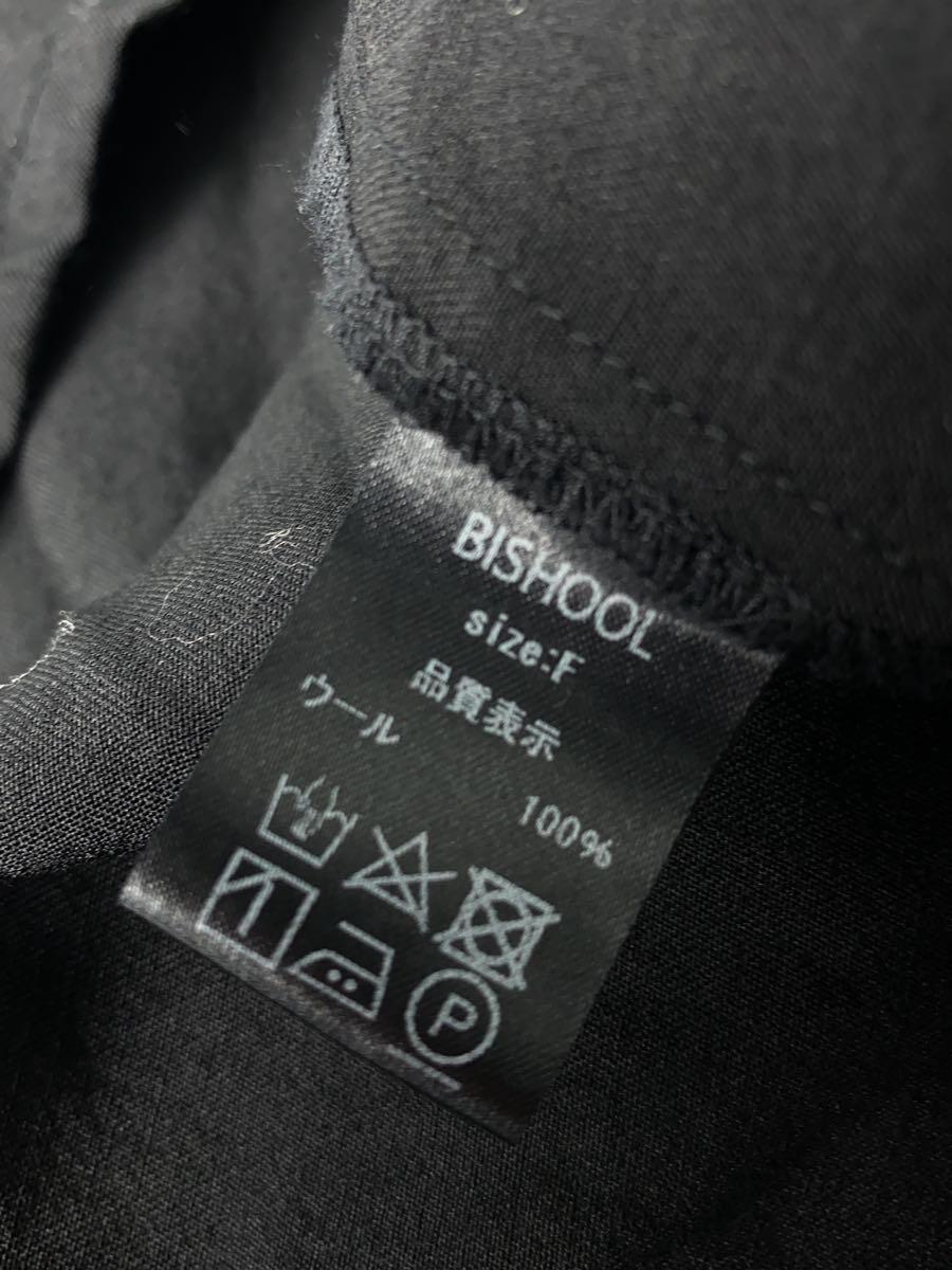 BISHOOL◆ビシュール/チャイナビッグシャツジャケット/FREEサイズ/ウール/ブラック_画像4