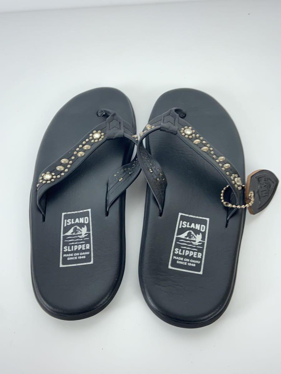 ISLAND Slipper◆サンダル/US11/BLK/レザー_画像3