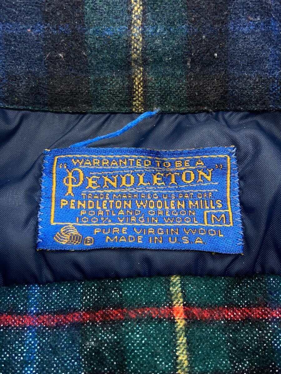 PENDLETON◆ネルシャツ/M/ウール/GRN/チェック_画像3