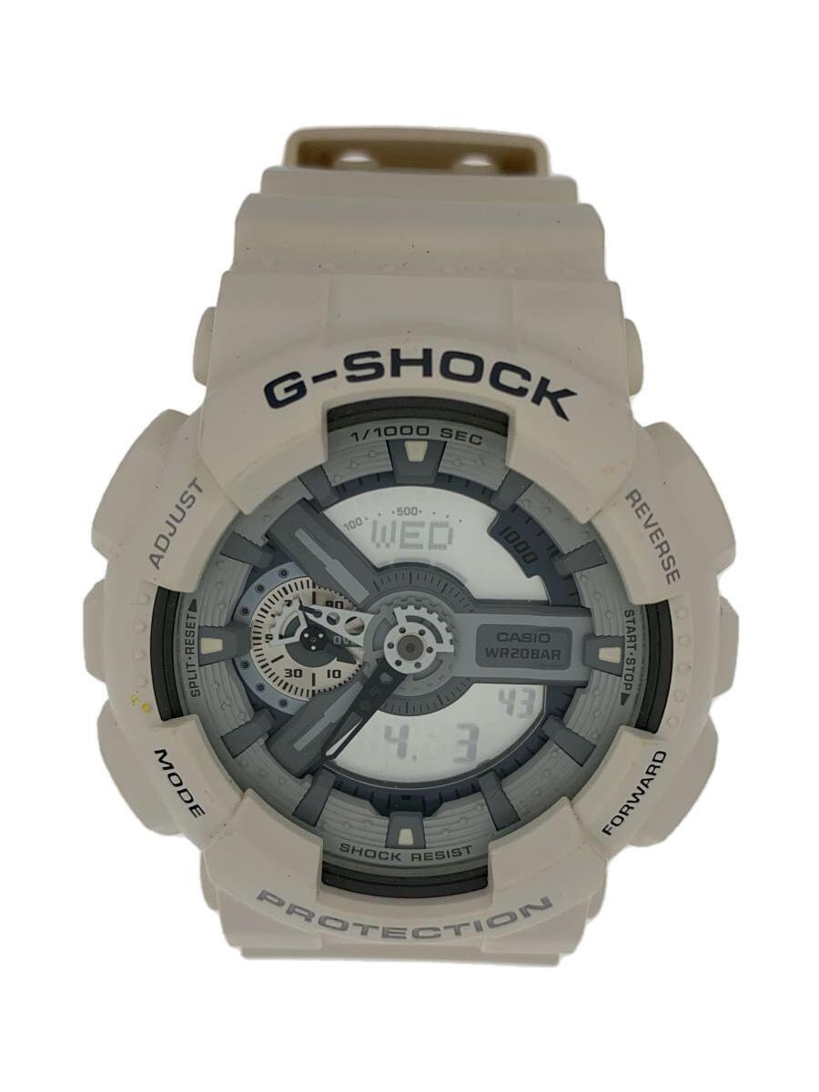 CASIO◆クォーツ腕時計・G-SHOCK/デジアナ/ラバー/WHT/WHT_画像1