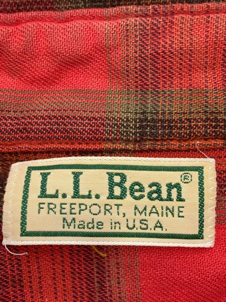 L.L.Bean◆長袖シャツ/L/コットン/RED/チェック/USA製/80～90s_画像3