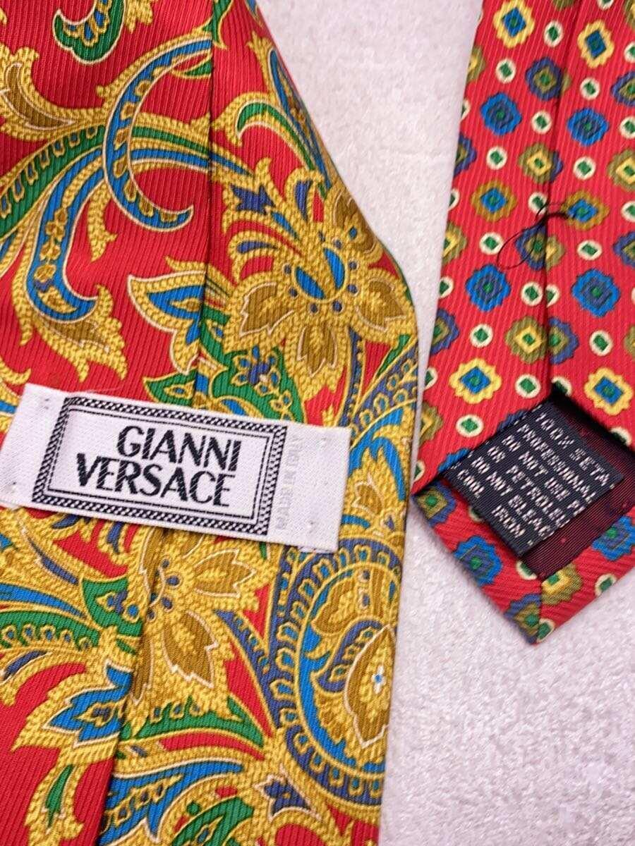 GIANNI VERSACE◆ネクタイ/シルク/レッド/総柄/メンズ_画像3