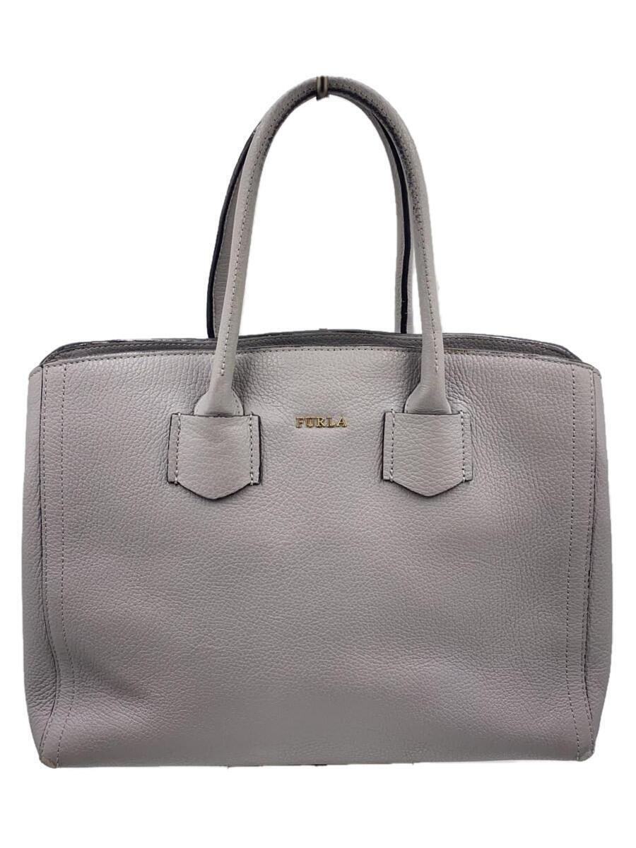 FURLA◆ハンドバッグ/レザー/GRY/F7590_画像1