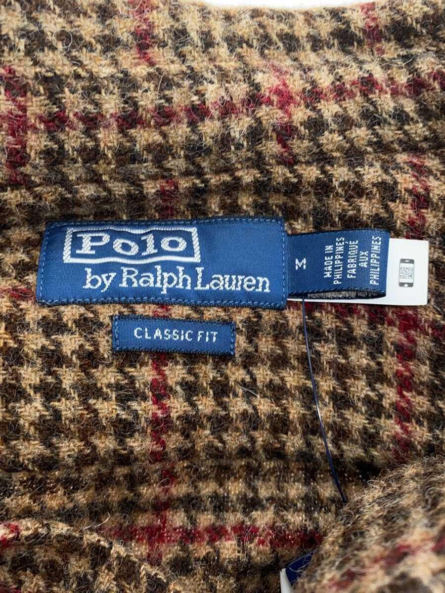 POLO RALPH LAUREN◆長袖シャツ/M/ウール/BRW/チェック_画像3