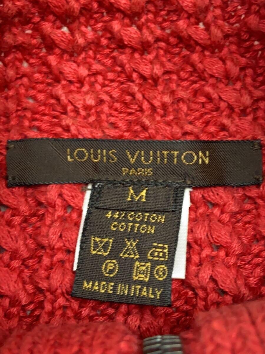 LOUIS VUITTON◆ハーフジップセーター(厚手)/M/リネン/RED/レザーパッチ/色褪せ有_画像3